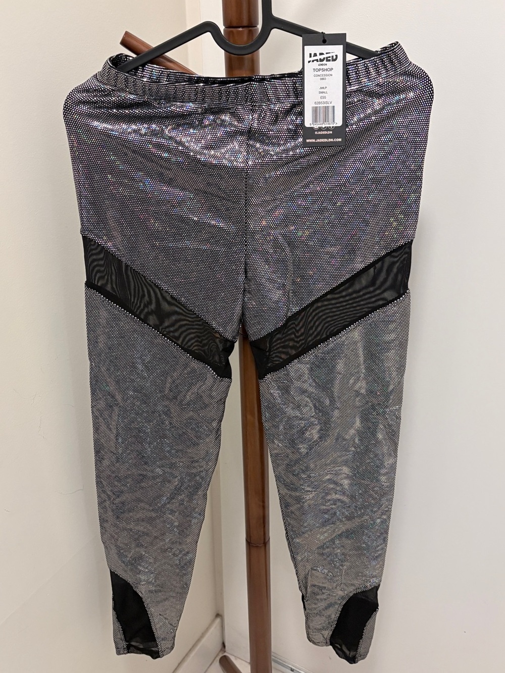 Topshop Women Silver Shimmer Leggings
